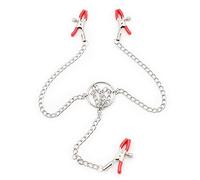 Pinzas para pezones y pinzas para clítoris pinzas para pezones mujeres, estimulación de pezones, con cadena, pinza para clítoris BDSM, juguete sexual para parejas sexo extremo(Red)
