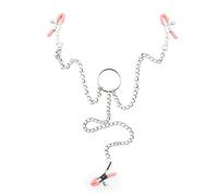 Pinzas para pezones y pinzas para clítoris pinzas para pezones mujeres, estimulación de pezones, con cadena, pinza para clítoris BDSM, juguete sexual para parejas sexo extremo(Pink)