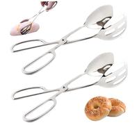 Pinzas para servir 2 piezas Pinzas para ensalada de acero inoxidable pulido espejo Pan de 10 pulgadas Utensilios para servir lavables ergonómicos para el hogar Restaurante Buffet Fiesta.