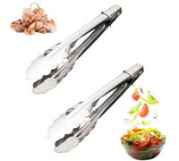 Pinzas para servir, 2 uds. Pinzas para ensalada de acero inoxidable para el hogar, cocina, pastel, pan, Catering, fiesta, barbacoa, freír mariscos (Porcelana)