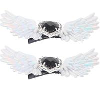 Pinzas para zapatos de alas de ángel plateadas con diamantes de imitación - Ideal para el uso diario, hebillas diseñadas con elegancia al tacto, singularidad que tus adornos de calzado soportan