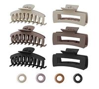 Pinzas pelo Grande, Pasador Antideslizante Kavya, Pasador de Pelo Sólido Mate, Pinzas Rectangulares de Plástico, Pinzas Para el Pelo Para Cabello Grueso Mujeres (6 Colores)-E