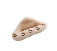 Pinzas peludas de otoño e invierno, horquillas de felpa con diamantes de imitación, horquillas versátiles(Triangle Beige 12cm)