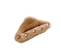 Pinzas peludas de otoño e invierno, horquillas de felpa con diamantes de imitación, horquillas versátiles(Triangle Light Brown 12cm)
