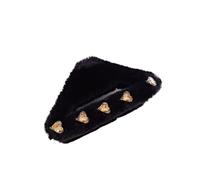 Pinzas peludas de otoño e invierno, horquillas de felpa con diamantes de imitación, horquillas versátiles(Triangle Black 12cm)