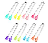 Pinzas pequeñas, 8 mini pinzas de silicona, comida con forma de mano de 5 pulgadas, niños pequeños coloridos para servir comida, cubitos de hielo, frutas, azúcar, púas para niños