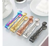 Pinzas pequeñas con patrón de rosas hechas de acero inoxidable 304 de 4.33 pulgadas para té, café, azúcar, hielo, dulces, verduras, palomitas de maíz y aperitivos (negro)