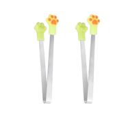 Pinzas pequeñas de acero con forma de patas de gato, comida para niños, Ideal para aperitivos, cubitos de y dulces, galletas, frutas coloridas, 2 uds
