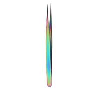 Pinzas profesionales de acero inoxidable con sujeción precisa para extensiones de pestañas, uso doméstico (pinzas de pavo real, 13,6 cm de longitud)