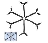 Pinzas Sujeta Sabanas Bajeras, 6 Maneras Sujetador de Sabanas Bajeras con 12 Pinzas, Correas Tirantes Bandas Elásticas, Sujetadores para Colchones, Mantener, Sujetadores para Sábanas(negro)