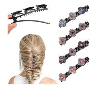 Pinzas Trenzadas de Diamantes de Imitación,4 PCS Horquillas para el Pelo de Cuatro Hojas Pinzas para el Cabello Pinzas para el Pelo Trenzadas para Mujer y Niña Pinzas el Pelo