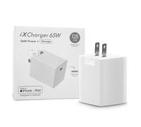 Piodata Cargador USB-C para iPhone: 65 W de carga rápida, 128 GB con certificación Apple MFi para iPad, Android, portátil, MacBook, almacenamiento de respaldo, memoria externa, adaptador de corriente