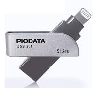 PioData iXflash 512GB iPhone iPad Flash Drive USB 3.0 Apple MFi Certified Lightning Connector, expansión de memoria de almacenamiento externo para dispositivos iOS, Windows y Mac, gris, (IXF-512-SG)