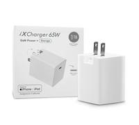 Piodata Unidad flash con cargador USB-C: 1 TB con certificación Apple MFi para iPhone, iPad, Android, portátil, MacBook, almacenamiento de respaldo, carga rápida de 65 W, memoria externa, adaptador de
