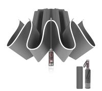 Pioggistar Paraguas Plegable Automático, Paraguas Invertido, Paraguas Mecánico, Paraguas Plegable Antiviento 10 Varillas para Hombre y Mujer, Diámetro 105cm, Gris