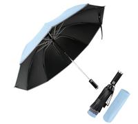 Pioggistar Paraguas Plegable Automático, Paraguas Invertido, Paraguas Plegable Antiviento 10 Varillas para Hombre y Mujer, Equipado con Linterna, Diámetro 105cm, Azul cielo