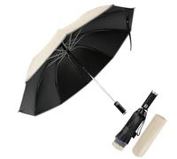 Pioggistar Paraguas Plegable Automático, Paraguas Invertido, Paraguas Plegable Antiviento 10 Varillas para Hombre y Mujer, Equipado con Linterna, Diámetro 105cm, Beige