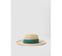 PIOMBO, Sombrero Panamá Beige De Puro Tejido De Papel Con Cinta Multicolor, Mujer, Beige, Talla: 58