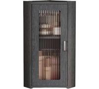 PioMue Armario esquinero con Puertas de Vidrio Estriado, Unidad de Almacenamiento Mural con estantes Ajustables para baño, Cocina o lavadero, ordena tu hogar. Grey-30x30x70cm