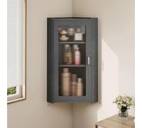 PioMue Armario esquinero Spaceving con Puertas acrílicas y Estante Ajustable de Tres Niveles para Dormitorio, Sala de Estar, baño y Cocina. Grey-30x30x70cm