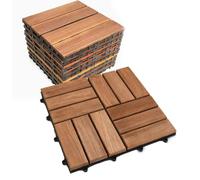 PioMue Baldosas de Madera de Acacia para Suelos con Base de PE 12-Slat-33pc