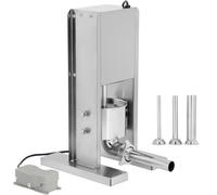 PioMue Embutidora de Salchichas eléctrica Vertical Desmontable 2L | Máquina de acero inoxidable para embutir salchichas con pedal y 3 tubos de llenado; ideal para cocinas domésticas