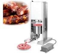 PioMue Embutidora eléctrica de diseño Desmontable 2L | Embutidora vertical de acero inoxidable con control de pedal y 3 tubos de llenado, para uso doméstico y en restaurantes
