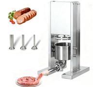 PioMue Embutidora eléctrica de Salchichas con Control de Pedal 4L | Embutidora vertical de acero inoxidable;incluye 3 tubos de embutido y depósito de carne desmontable;para uso doméstico
