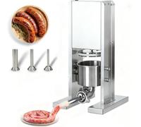 PioMue Embutidora eléctrica de Salchichas Prensa para Salchichas 4L | Embutidora vertical de acero inoxidable con pedal, 3 tubos de llenado y depósito extraíble; ideal para salchichas caseras