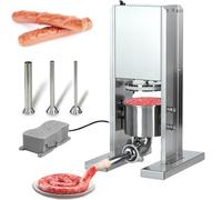 PioMue Embutidora Vertical de Salchichas con diseño Desmontable 4L | Embutidora de carne de acero inoxidable con pedal y 3 tubos de llenado; máquina para hacer salchichas de uso doméstico