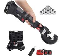 PioMue Herramienta de crimpado hidráulica Recargable con Estuche Organizador, Herramienta de crimpado Multicapa con Dos baterías de 18 V y 12 Matrices, para talleres de reparación de automóviles