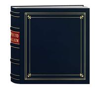 Pioneer álbumes de Fotos 200-pocket Anillo Bound Azul Marino con Detalles en Oro Cubierta de Piel Regenerada álbum de Fotos para 4 x 15,24 cm Prints