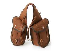 PIONEER Alforjas para Caballo - Bolsa de Montura de Cuero para Equitación - Ideales para Trekking y Excursiones a Caballo - Diseño Trasero tipo Banana - Resistente y Cómodo - Tabaco