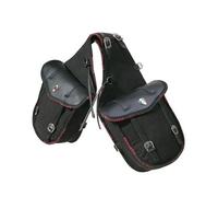 PIONEER Alforjas para Caballo - Bolsa de Montura de Cuero y Tela para Equitación - Ideales para Trekking y Excursiones a Caballo - Diseño Delantero - Resistente y Cómodo - Negro