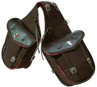 PIONEER Alforjas para Caballo - Bolsa de Montura de Cuero y Tela para Equitación - Ideales para Trekking y Excursiones a Caballo - Diseño Delantero - Resistente y Cómodo - Marrón