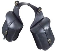 PIONEER Bolsas de Silla de Cuero para Caballos - Ideales para Equitación, Trekking y Paseos a Caballo - Diseño Frontal - Duraderas y Cómodas - Negro