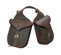 PIONEER bolsas laterales para Caballo en Piel y Tela - Ideales para Equitación, Trekking y Ecuestre - Diseño Frontal - Resistentes y Cómodas - Negro