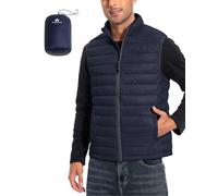 Pioneer Camp Chaleco acolchado ligero para hombre, impermeable, plegable, forro, para exteriores, para uso diario, trabajo, deporte y viajes, azul marino, S