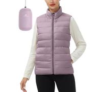 Pioneer Camp Chaleco ligero para mujer, cuello alto, acolchado, sin mangas, cálido, con cremallera y bolsillos, gris morado, S