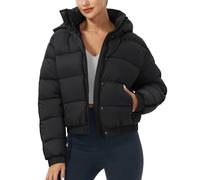 Pioneer Camp Chaqueta de invierno para mujer Puffer 3/4 Jack de grosor medio cortada, chaqueta corta impermeable con capucha, Negro , M