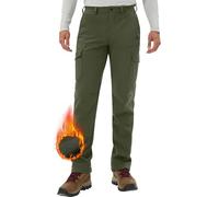Pioneer Camp - Pantalón de senderismo impermeable para hombre - Pantalón cargo térmico - Forro polar transpirable - Resistente al viento - Con 5 bolsillos utilitarios, verde, S