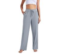 Pioneer Camp Pantalones de chándal largos para mujer con protección solar UPF100+, pantalones de ocio, ligeros, transpirables, cintura elástica, pantalones de yoga con bolsillos con cordón, gris, L