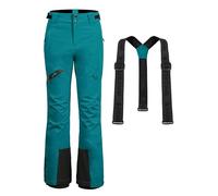 Pioneer Camp Pantalones de esquí para Mujer, Impermeables, Costuras Selladas, Polainas de Nieve integradas, Rodillas articuladas, Tirantes Desmontables Ajustables Lago Azul L