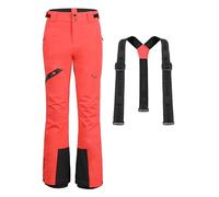 Pioneer Camp Pantalones de esquí para Mujer, Impermeables, Costuras Selladas, Polainas de Nieve integradas, Rodillas articuladas, Tirantes Desmontables Ajustables Rosa Coral XXL
