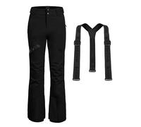 Pioneer Camp Pantalones de esquí para Mujer, Impermeables, Costuras Selladas, Polainas de Nieve integradas, Rodillas articuladas, Tirantes Desmontables Ajustables Negro XL