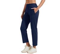 Pioneer Camp Pantalones de golf de mujer 7/8 largos con bolsillos laterales - Pantalón elástico transpirable para oficina, viajes y deporte - Cintura elástica con cordón - Pantalón ligero y que