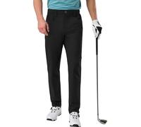 Pioneer Camp Pantalones de golf para hombre, elásticos, transpirables, largos, con cintura elástica y 3 bolsillos funcionales, Negro , 36