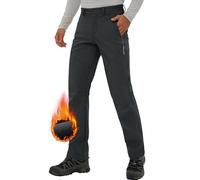 Pioneer Camp Pantalones de senderismo para hombre, forrados, de forro polar, impermeables, para invierno, con 3 bolsillos con cremallera, gris, M