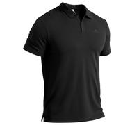 Pioneer Camp Polo de manga corta para hombre, transpirable y de secado rápido con elástico en 4 direcciones, protección solar UPF 50+, camiseta funcional de alta calidad, Negro , L