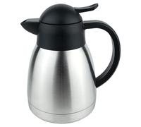 Pioneer Jarra de café interior al vacío, acero inoxidable, acabado satinado, tapa redonda de plástico, 1 litro